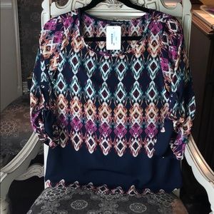 BRAND NEW!! Unique print detailed top